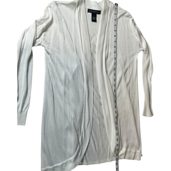 Joan Vass New York White Open Front Cardigan Sweater Size Small 100% Viscose - Picture 6 of 8